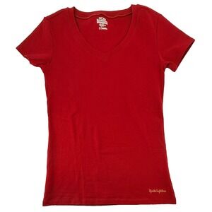 Noble Outfitters Womens Medium Red V Neck T Shirt Tug Free Short Sleeve Basic T